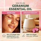 Kukka Rose Geranium Essential Oil for Skin - 4 Fl Oz - 100% Pure Natural Geranium Oil for Diffuser & Aromatherapy - Soap Making Scent & DIY