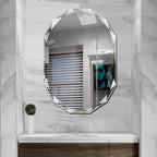 Single Beveled Edge Frameless Wall Mount Bathroom Vanity Mirror, 24” X 36”|Silver|