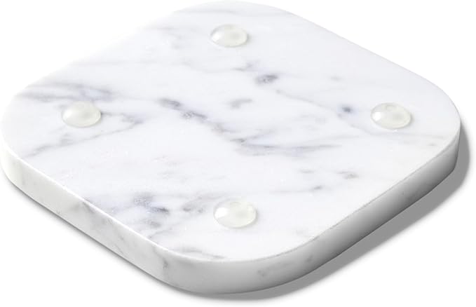 𝐋𝐮𝐱𝐮𝐫𝐲 𝐈𝐭𝐚𝐥𝐢𝐚𝐧 100% Marble Tile Coasters – Set of 4 – Square Modern Bar Coasters for Drinks, Coffee –Stone Holder for Home Décor, Housewarming Gifts (Carrara White)