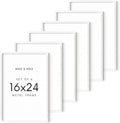 HAUS AND HUES 16x24 White Metal Picture Frames - Features Premium Aluminum, Vertical & Horizontal Hang, Shatterproof Plexiglass - Perfect for Home, Room, Office (16x24 in, White, Set of 6)