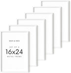 HAUS AND HUES 16x24 White Metal Picture Frames - Features Premium Aluminum, Vertical & Horizontal Hang, Shatterproof Plexiglass - Perfect for Home, Room, Office (16x24 in, White, Set of 6)