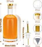 Olive Oil Dispenser Bottle for Kitchen, Clear Glass Oil and Vinegar Dispenser Set, Coffee Syrup Dispenser, Container With Metal Pour Spout, Airtight Lid, Funnel, Waterproof Labels (500ml-s-2 Pack)