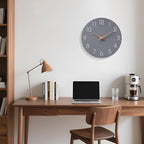 Mosewa Wall Clock 8 Inch Gray Battery Operated Silent Non Ticking Simple Modern Wood Clock Decorative for Bedroom Living Room Kitchen Home Bathroom Office