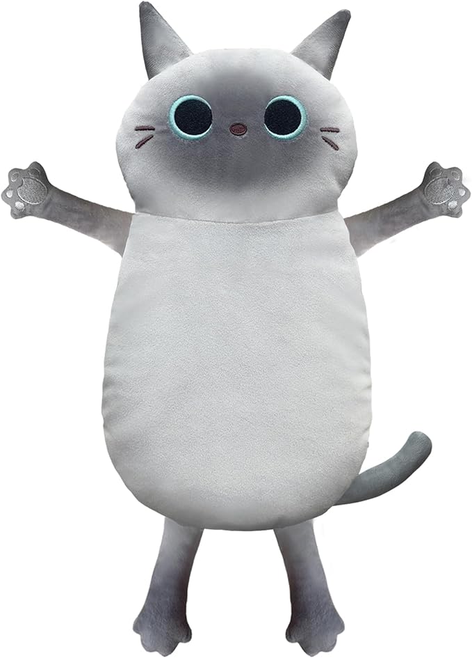 Microwave Heating Pad for Cramps Pain Relief, 17 * 9'' Moist Microwavable Stuffed Animal Period Menstrual Heating Pads for Cramps, Back, Neck Shoulder and Knee- Siamese Cat