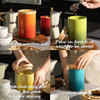 Sweejar Ceramic Food Storage Jar, Stackable Kitchen Canisters, Containers with Airtight Seal Wooden Lid for Serving Ground Coffee, Tea, Sugar, Salt and More - 28 Fl Oz (Gradient Green)