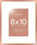 Homeforia Rose Gold 8x10 Picture Frame, High End Metal 8 x 10 Poster Frames with Mat 5 by 7 Print, 10x8 Thin Frame Matted to 7x5 Photo, 8by10 Wall or Tabletop Frame, Tempered Glass, Wall Kit, Set of 1