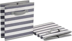 Amazon Basics Cube Organizer Storage Bins Handles, Collapsible Fabric, Pack of 6, 13"x13"x13", White/ Light Grey Stripe
