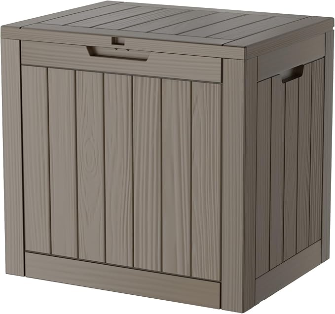 30 Gallon Double-Wall Resin Deck Box - Lockable Waterproof Outdoor Storage Box, 515bs Capacity & Doubles as Seating for Patio Furniture - Garden Tools, Pool Accessories (Brown)