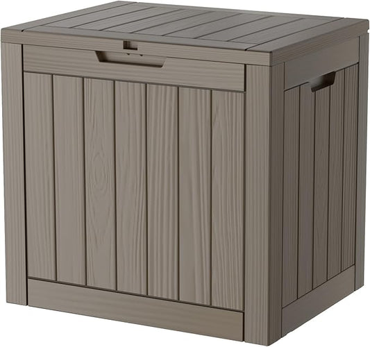 30 Gallon Double-Wall Resin Deck Box - Lockable Waterproof Outdoor Storage Box, 515bs Capacity & Doubles as Seating for Patio Furniture - Garden Tools, Pool Accessories (Brown)