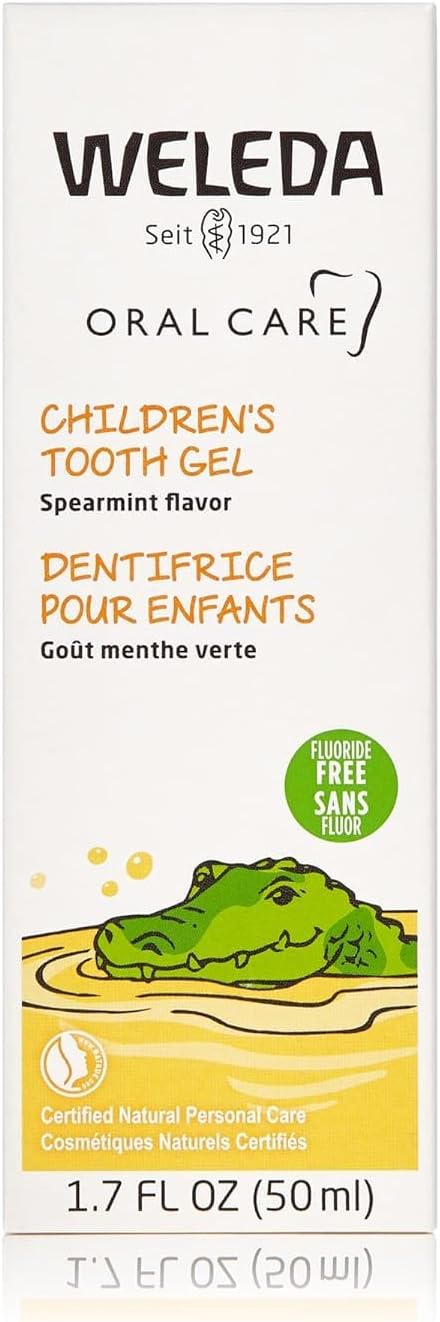 Weleda Oral Care Childrens Tooth Gel, 1.7 Fluid Ounce-2 pk,  Fluoride Free, Spearmint Flavor, Plant Rich Toothpaste with Calendula, Silica and Fennel