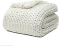 YnM Cooling Chunky Throw Blanket, Medium-Weight, Hand Knitted, Skin Friendly, Ventilated and Breathable, Machine Washable, Home Décor Piece for Couch, Sofa and Bed (White, 60x80 Inch)