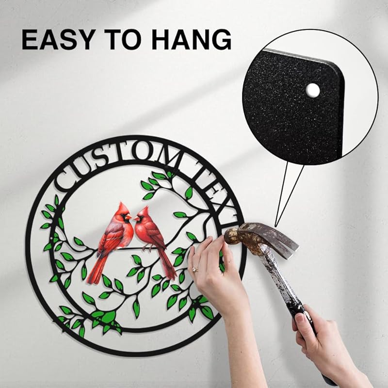 Personalized Name Garden Cardinal Metal Signs, Custom Family Name Outdoor Indoor Wall Decorations, Wall Art for Mom Sister Grandma Dad, Housewarming Gift Birthday Retirement