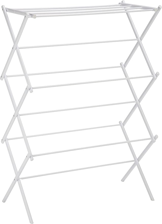 Amazon Basics Foldable Portable Laundry Rack for Air Drying Clothing, Indoor Outdoor Use - 14.5" D x 29.5" W x 41.8" H, White