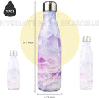 Insulated Water Bottles,17 oz Double Wall Stainless Steel Vacumm Metal Flask for Sports Travel,Marble Dawn