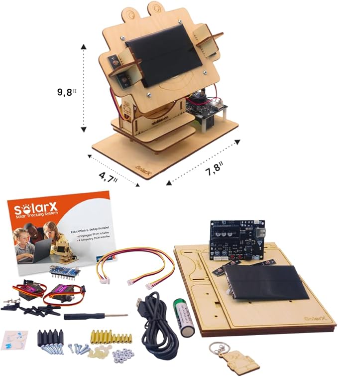 SolarX V2: Sun-Tracking Solar Panel DIY Kit with Arduino Nano, Solar Sun Tracker Sytem with Electronic Components, Educational Sun Tracker Kit, Solar Coding Kit