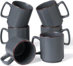 famiware Coffee Mugs Set of 6, Nebula 14oz Coffee Mugs, Ceramic Cup Set with Handle for Latte, Tea, Milk, Cappuccino, Cocoa, Charcoal