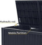 182 Gallon Deck Box Waterproof, UV Resistant Resin Outdoor Storage Box with Hydraulic Rod, Lockable Design and Enhanced Durability for Patio, Garden, and Poolside Use