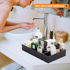 Black Bamboo Drawer Organizer - Silverware&Utensil Holder Organizer for Kitchen Drawers, Multi-Use Drawer Dividers Boxes for Bathroom Counter，Cabinet, Garage, Office Desk, Makeup, Jewelry (9"3"2.5")