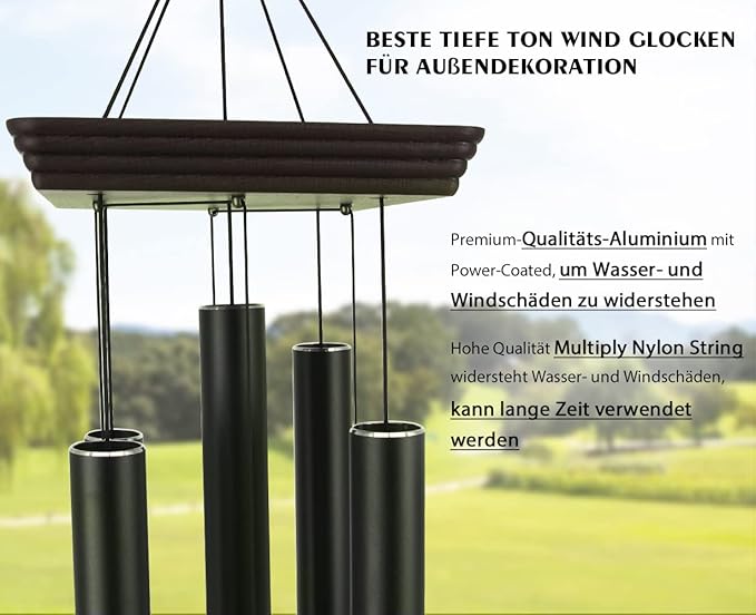ASTARIN Large Wind Chimes Outdoor 48 Inch Sympathy Wind Chime with 5 Heavy Aluminum Tubes Tuned Soothing Melody, Memorial Wind Chimes for Outside Decoration (Patio, Garden, Yard)
