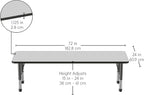 FDP Rectangle Activity School and Classroom Kids Table (24 x 72 inch), Chunky Toddler Legs, Adjustable Table Height 15-24 inches - Gray Top and Black Edge