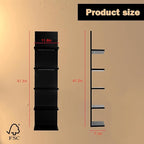 5 Tier Wall Shelf Unit, Black Modern Vertical Lack Wall Shelves with Light, Wall Mount, Floating Column Home Decor Shelves for Bedroom, Living Room, Vanity Storage Display