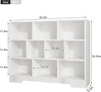 Book Shelf Set of 2, 10 Cubes Storage Organizer, 3-Tier Open Shelf Wooden Bookcase, Freestanding White Bookshelf Cube Shelf for Bedroom, Living Room, Home Office
