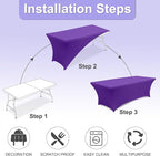 ABCCANOPY 4 FT Spandex Table Cover Stretch Fitted Wrinkle Resistant Tablecloth Reuse for Rectangular Folding Table Patry Event Wedding Banquet Protector Purple