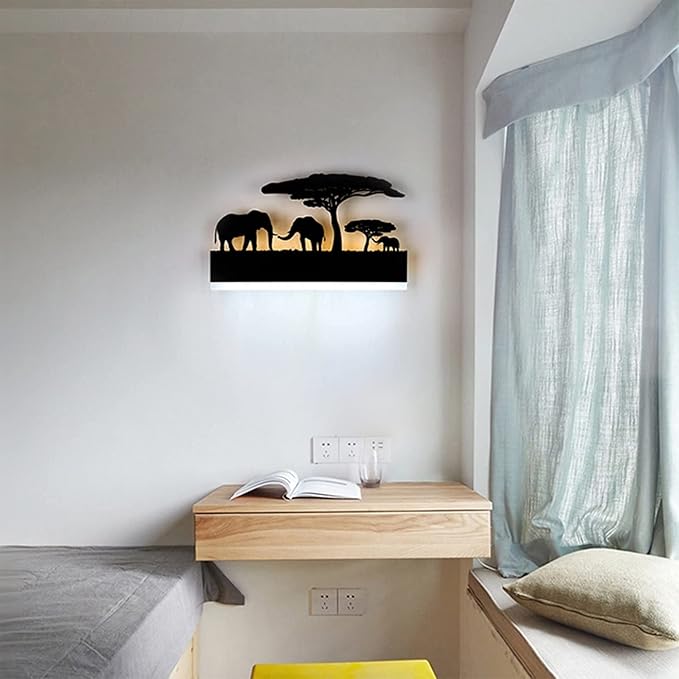 LED Wall Sconce Lamp Indoor Wall Mounted Light Up and Down Rustic Wall Light Animal Wall Lamp for Farmhouse Living Room Bedroom Cabinet Porch, 12W (Elephant)