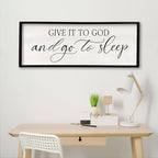 comurdyo Give It To God And Go to Sleep Sign 40''×15'' Master Bedroom Above Bed Wall Decor Wood Framed Couple Large Farmhouse Guest Room Rustic Simple Over Bedside Wall Art Hanging Decor (Black)
