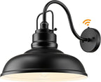 zeyu 18 Inch Dusk to Dawn Outdoor Barn Light, 1-Light Gooseneck Wall Light, Modern Wall Sconce for Garden Garage, Matte Black Finish, 016-1BL-PC BK