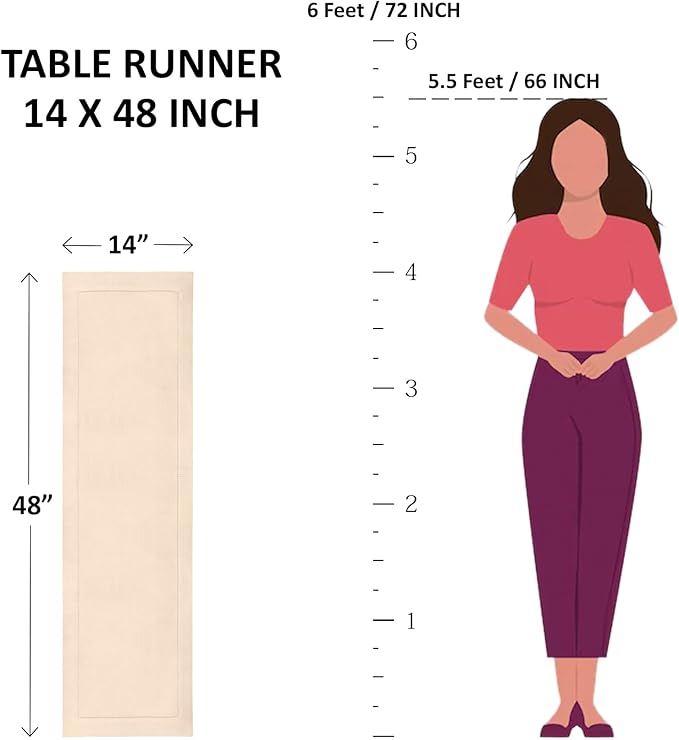 Solino Home Linen Peach Table Runner 48 Inches - 100% Pure Linen Short Table Runner 14 x 48 Inch Ideal for Dresser and Coffee Tables - Fete