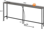 SUPERJARE 70 Inch Console Table with Outlet, Sofa Table with Charging Station, Narrow Entryway Hallway Table, Behind Couch Table, for Living Room, Charcoal Gray