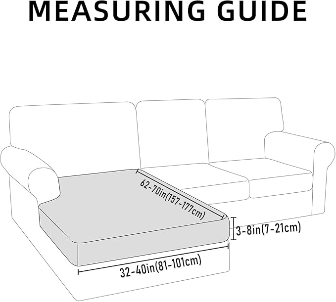 hyha Waterproof Couch Cushion Covers, Sectional Sofa Slipcovers Washable, L Shape Chaise Dog Couch Covers for Sectional Sofa, Universal Furniture Protector (1 Piece for Chaise XL, Grey)