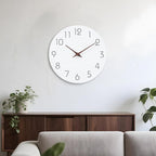 Mosewa Wall Clock 12 Inch Silent Non Ticking Battery Operated Wooden White Modern Office Simple Minimalist Clock Decorative for Kitchen Home Bathroom Living Room
