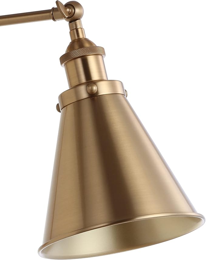 JONATHAN Y JYL7461A-SET2 Rover 7" Farmhouse Industrial Adjustable Arm Metal LED Wall Sconce Rustic Bohemian 2700K 4W Bulb for Entryway Lobby Kitchen Bathroom Bedroom Hallway, Brass Gold (Set of 2)