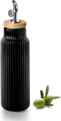 Nucookery Ceramic Olive Oil Dispenser Bottle for Kitchen, 14 oz Opaque Vinegar Dispenser Bottle, Large Capacity Cooking Oil Container for Storage Vinegar, Soy Sauce, Coffee Syrup, Black
