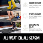 GORILLA GRIP 100% Waterproof All-Season WeatherMax Doormat 35x23, US Designed Natural Rubber, Stain and Fade Resistant, Low Profile Indoor Outdoor Door Mats, Easy Clean Patio Mat, Steel Chevron