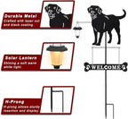 BAYN Solar Labrador Silhouette Dog Breed Welcome Sign with a Lantern Outdoor Decorative Garden Stakes for Yard, Lawn, Patio, Pathway