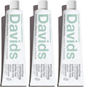 Davids Hydroxi™ Fluoride Free Nano Hydroxyapatite Toothpaste for Remineralizing Enamel & Sensitive Relief, Whitening, Antiplaque, SLS Free, Natural Peppermint, 5.25oz, Made in USA (3 Pack)