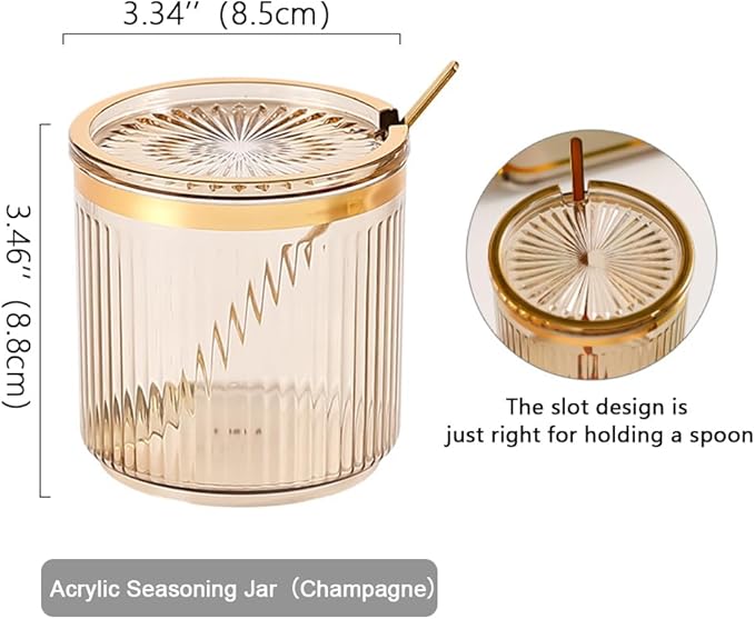 Acrylic Condiment Spice Jars,Condiment Spice Box With Lids and Spoons and Tray,Clear Plastic Sugar Salt Canisters,Seasoning Box 3 Pack,Seasoning Box Set for Kitchen to Storage Salt,Paprika,Sugar