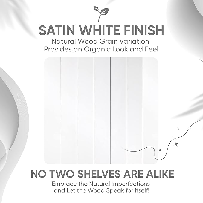 Homeforia White Floating Shelves 24 inch, High End Solid Real Wood 24inch Bathroom Floating Shelf for Wall Mounted, White Wooden 24in Floating Shelves, Heavy Duty Bracket, 24 X 6.5 X 1.75 in, Set of 4