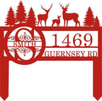 Personalized Deer Custom Garden Address Sign with Metal Stake, Housewarming Gift, Outside Camping Decor