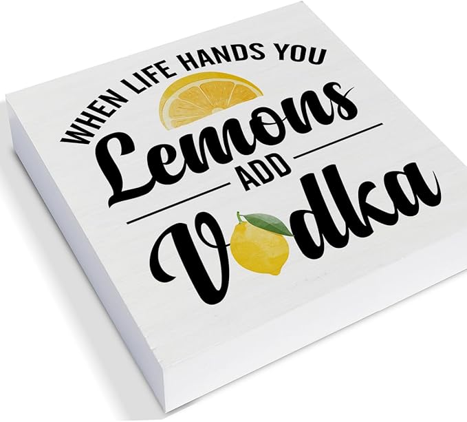 Summer Lemons Decor for Home Farmhouse Lemon Themed Tiered Tray Decor 3 Pcs Lemon Decorative Wood Box Signs Table Desk Shelf Kitchen Decoration