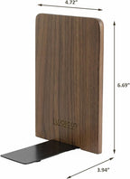 Large Bookend Hold Heavy Books- 7x4x5in 2 Pack Wood Bookends for Heavy Books Heavy Duty Walnut Book Ends for Men Wood Bookends for Office Desk Non-Skid