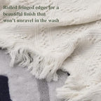 Simple&Opulence 100% Cotton Throw Blanket for Bed, Couch, Boho Luxury Geometric Knit Woven Blanket with Tassels Soft Lightweight Cozy Breathable, Vintage Farmhouse Decoration for All-Season(White)