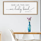 SRSZHIYUE Give Us This Day Our Daily Bread Sign Wall Decor Art 40"×15" Matthew 6:11 Dining Room Kitchen Large Wood Framed Wall Hanging (Wood)