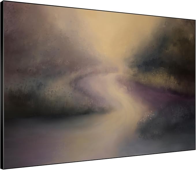 SIGNWIN 46"x60" Extra Large Framed Wall Art Golden Light River Path Dreamy Impressionist Landscape Illustration for Home Living Room Bedroom Decor (Frame Assembly Required)