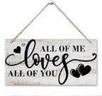 All Of Me Loves All Of You Wall Decor, Rustic Hanging Wooden Sign, Vintage Wooden Plaque, Modern Master Bedroom Sign, Love Quotes Wall Hanging Decor, Farmhouse Wall Decor, 11.8 * 5.9 Inch