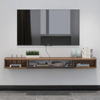 Pmnianhua Floating TV Shelf, 55'' Wall Mounted TV Stand Floating TV Console Media Entertainment Under TV Shelf for Bedroom Livingroom (Walnut)