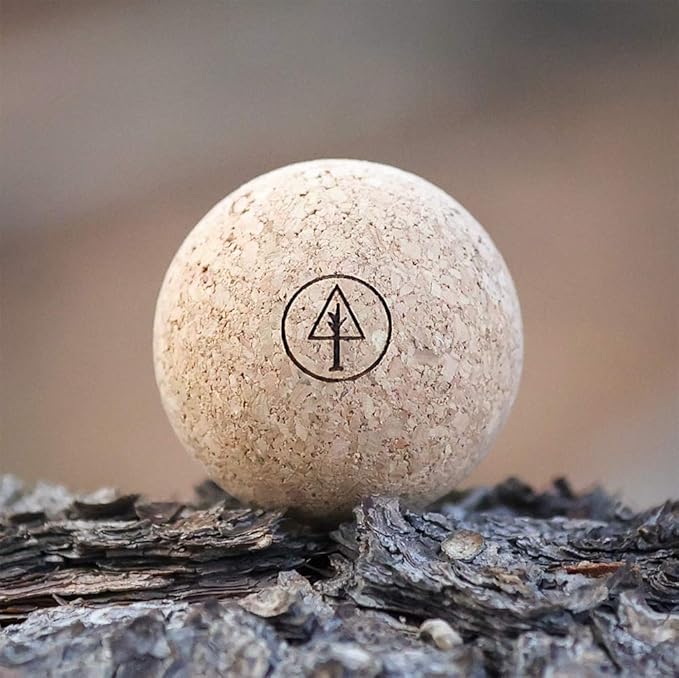 Travel Cork Massage Ball | Lightweight, Sustainable Alternative to Lacrosse Ball for Muscle Pain Relief (1.9 Inch (Pack of 1), Sanded Cork)